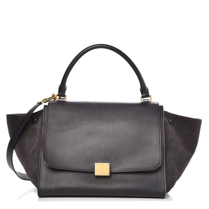 Celine Smooth Calfskin Suede Medium Trapeze Black 1 of 9