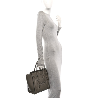 Celine Drummed Calfskin Micro Luggage Souris 2 of 11