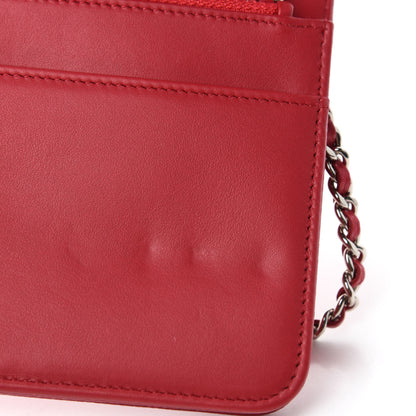 Chanel Caviar Quilted Diamond CC Wallet On Chain WOC Red 8 of 12