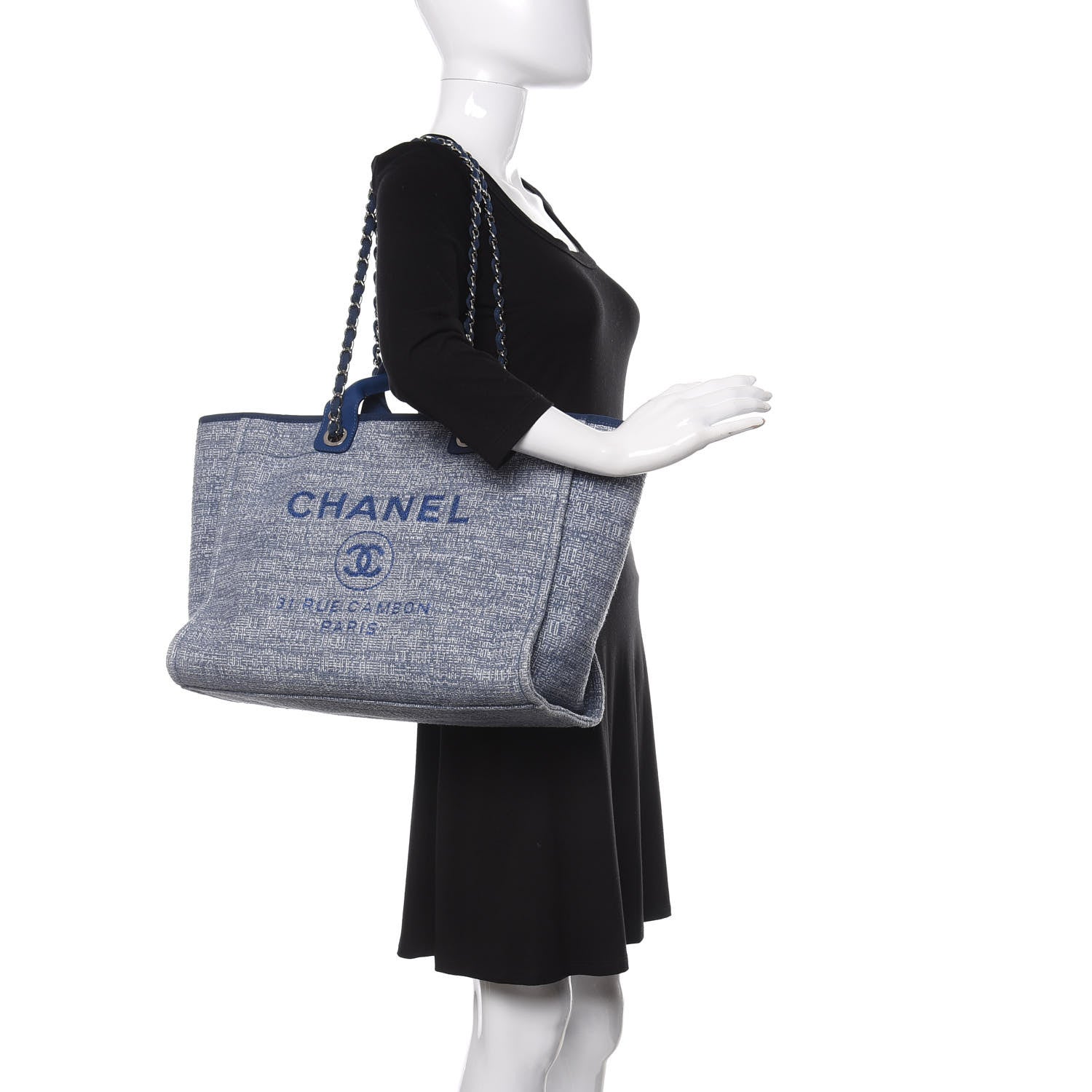 Chanel Woven Straw Raffia Medium Deauville Tote Blue 2 of 10