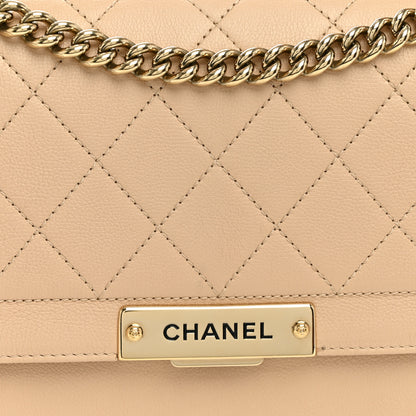 Chanel Grained Calfskin Quilted Medium Label Click Flap Bag Beige 7 of 10