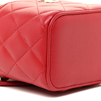 Chanel Lambskin Quilted Top Handle Mini Vanity Case With Chain Red 9 of 11