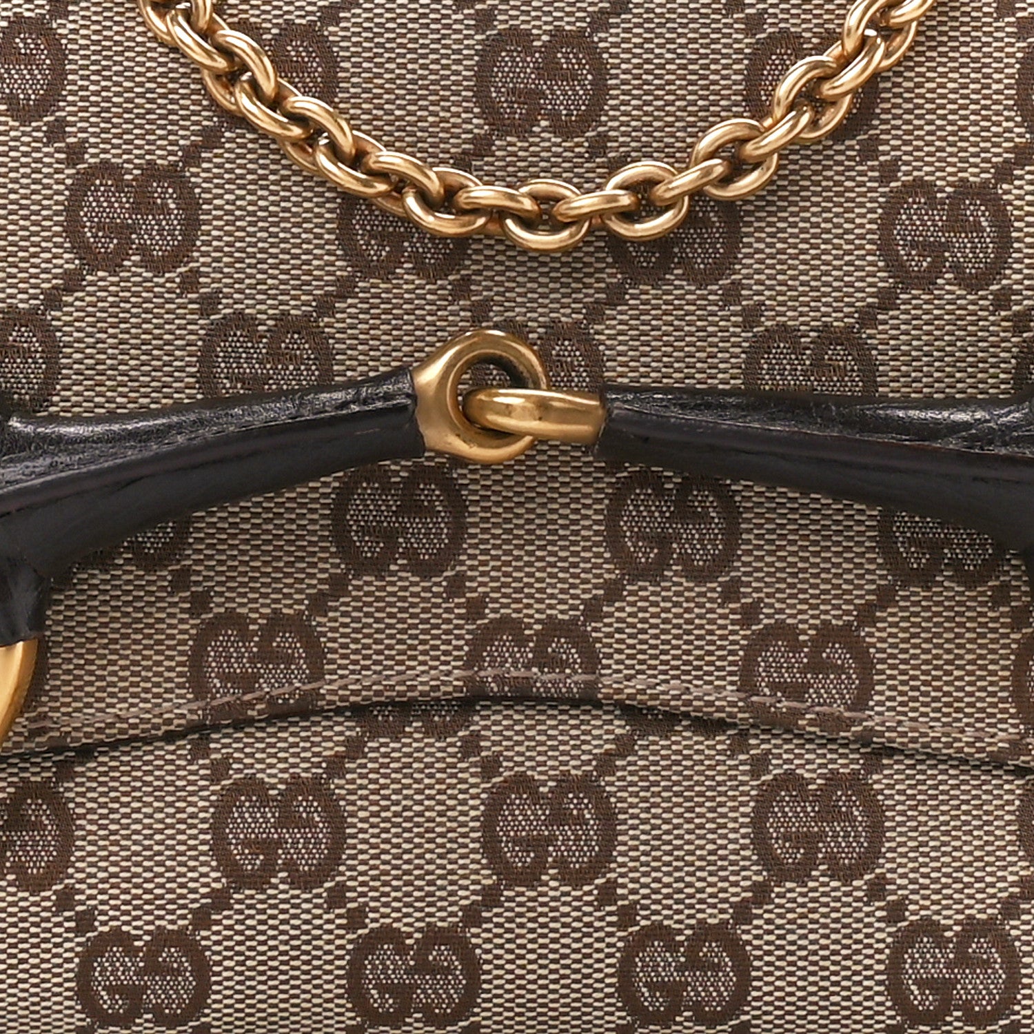 Gucci Monogram Horsebit Clutch Dark Brown 8 of 11