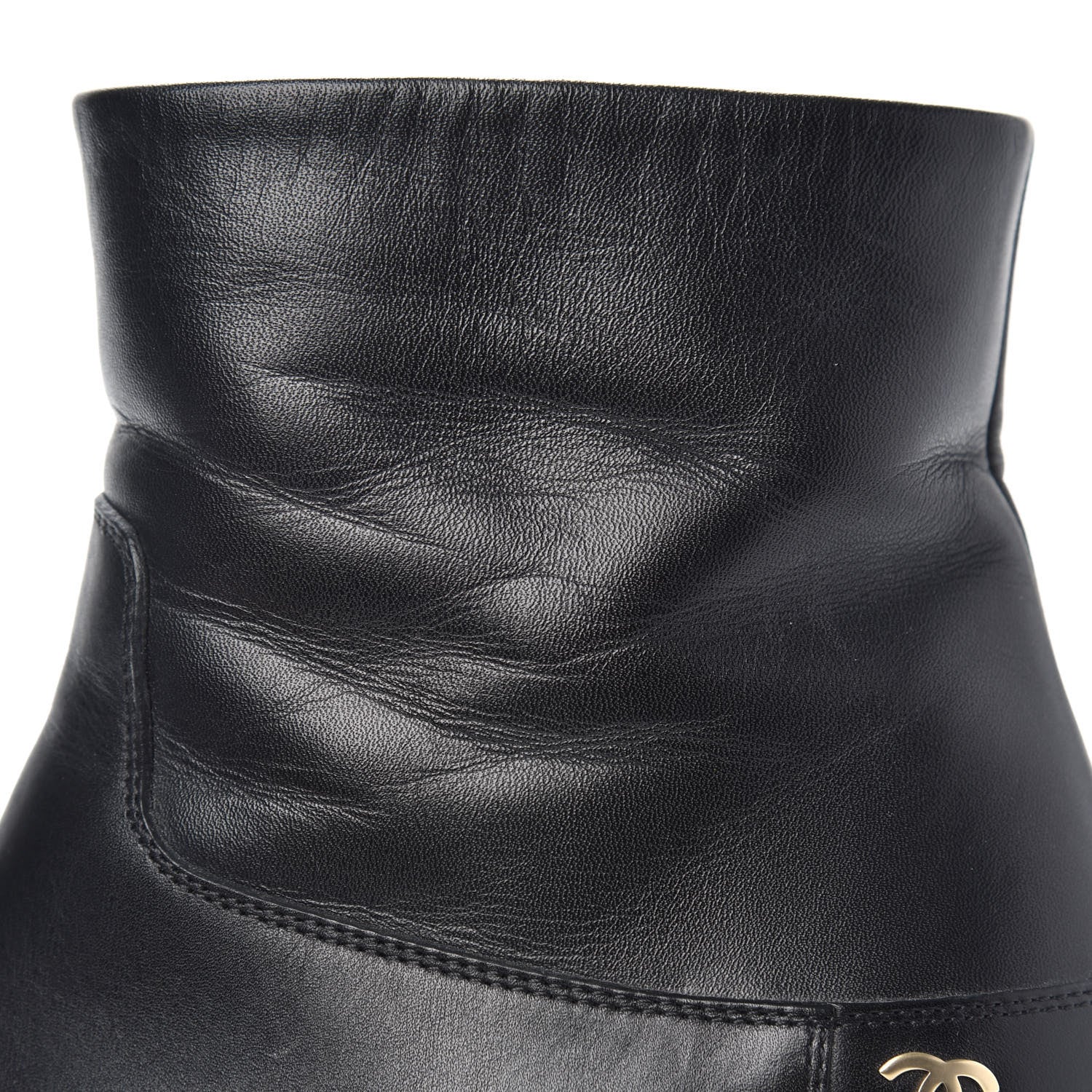 Chanel Tumbled Calfskin Cap Toe CC Short Boots 37 Black 8 of 11
