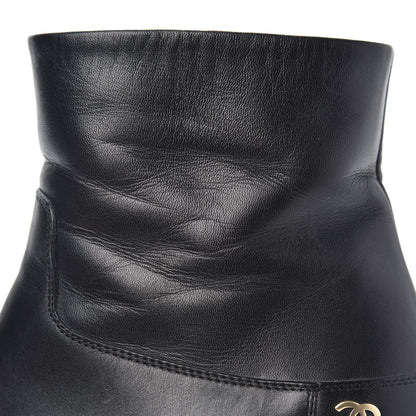 Chanel Tumbled Calfskin Cap Toe CC Short Boots 37 Black 8 of 11