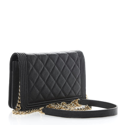 Chanel Caviar Quilted Boy Wallet On Chain WOC Black 3 of 15