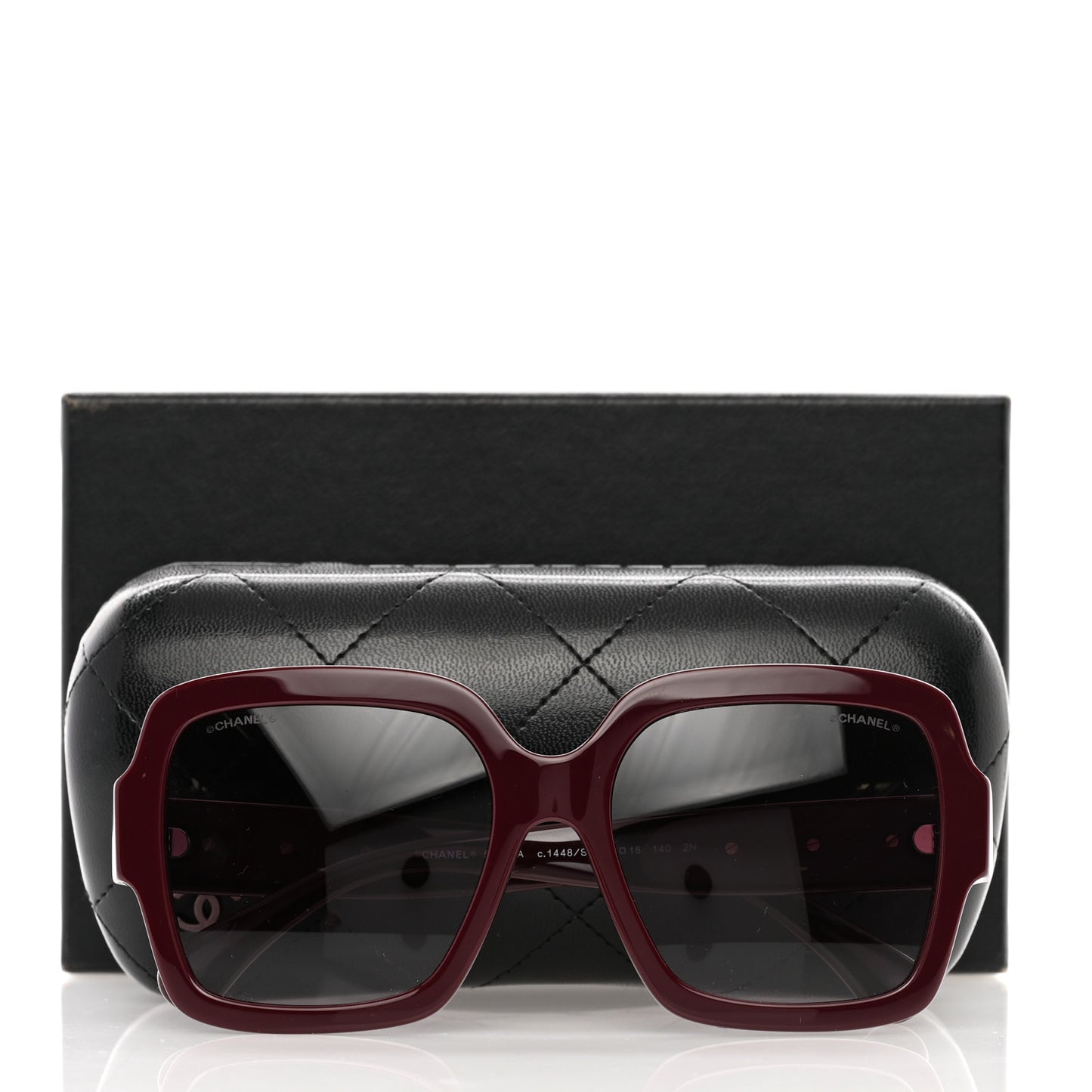 Acetate Charms Pearl Square Sunglasses 5479-A Burgundy