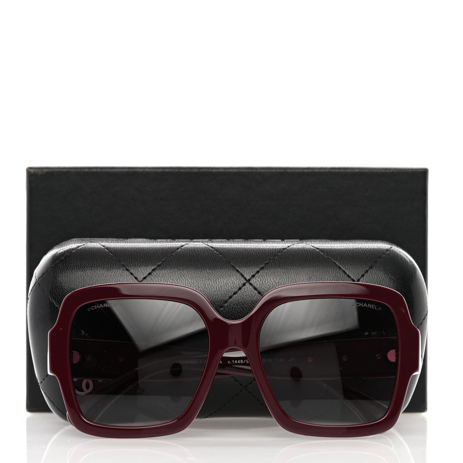 Chanel Acetate Charms Pearl Square Sunglasses 5479-A Burgundy 9 of 9