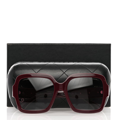Chanel Acetate Charms Pearl Square Sunglasses 5479-A Burgundy 9 of 9