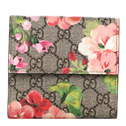 Gucci GG Supreme Monogram Blooms French Flap Wallet Beige Multicolor Dry Rose 1 of 12