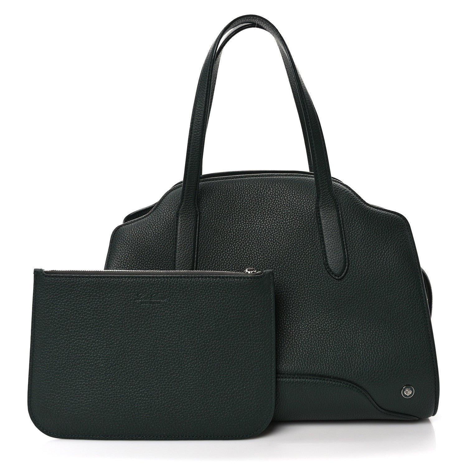 Loro Piana Grained Calfskin Medium Sesia Dark Green 3 of 10