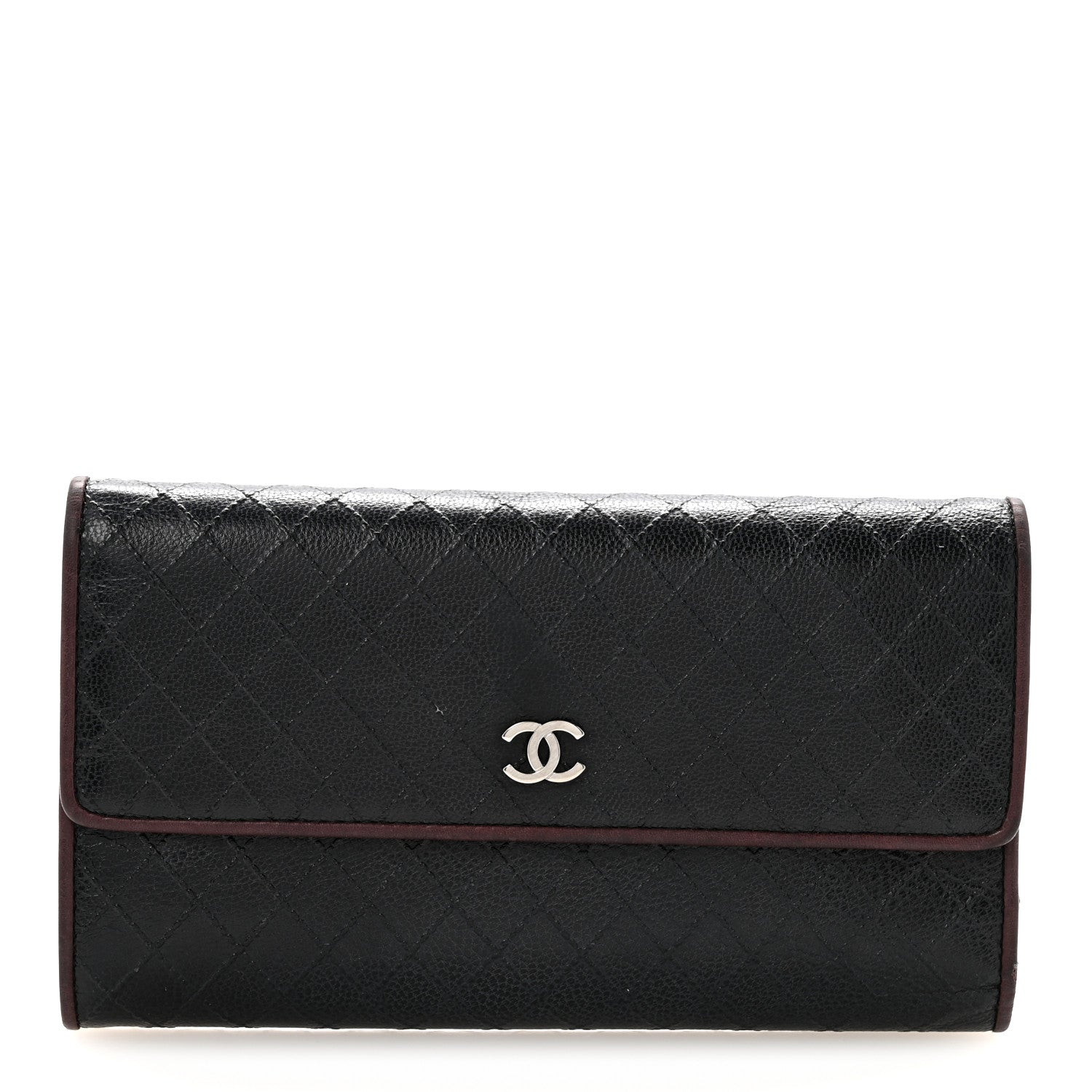 Chanel Calfskin Diamond Stitched Flap Wallet Black 1 of 12