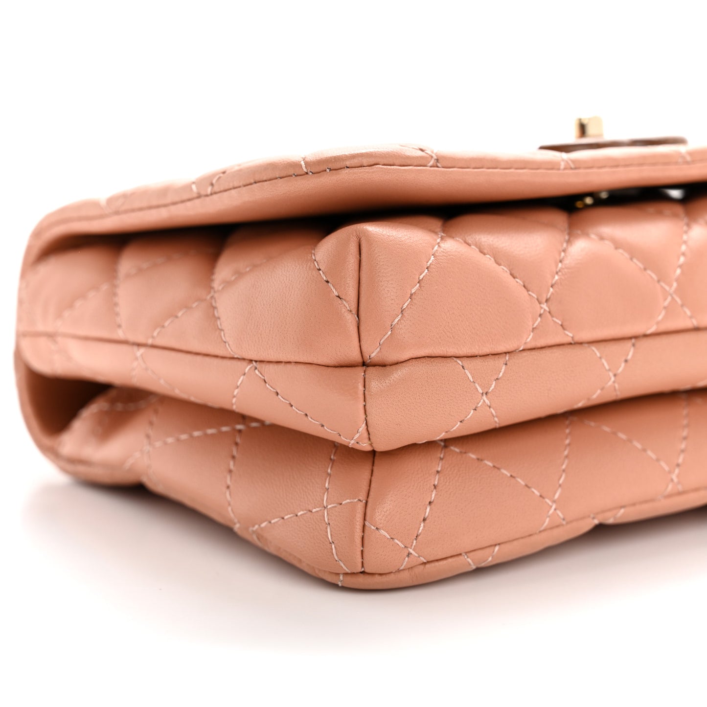 Lambskin Quilted Wood Mini Coco Handle Flap Beige
