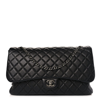 Chanel Grained Calfskin Quilted Small XXL Travel Flap Bag Black 1 of 8