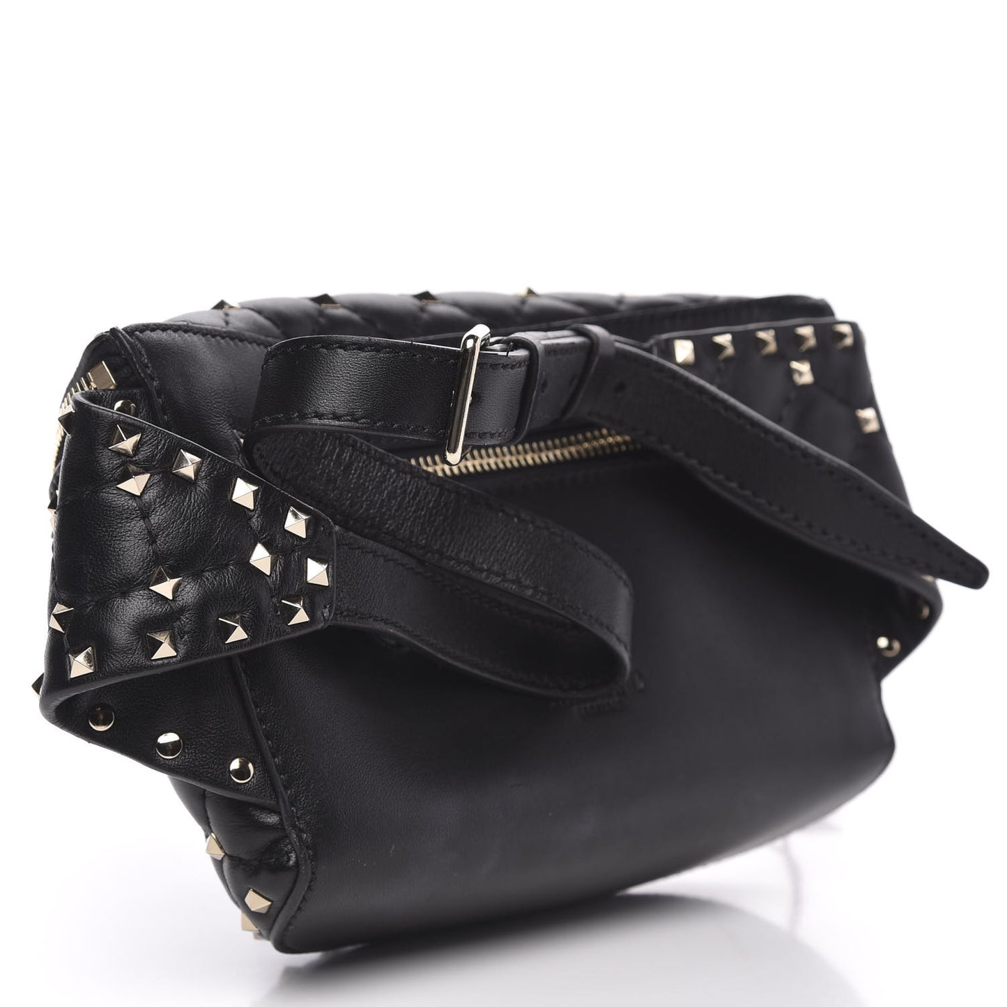 Lambskin Rockstud Spike Belt Bag 75 Black