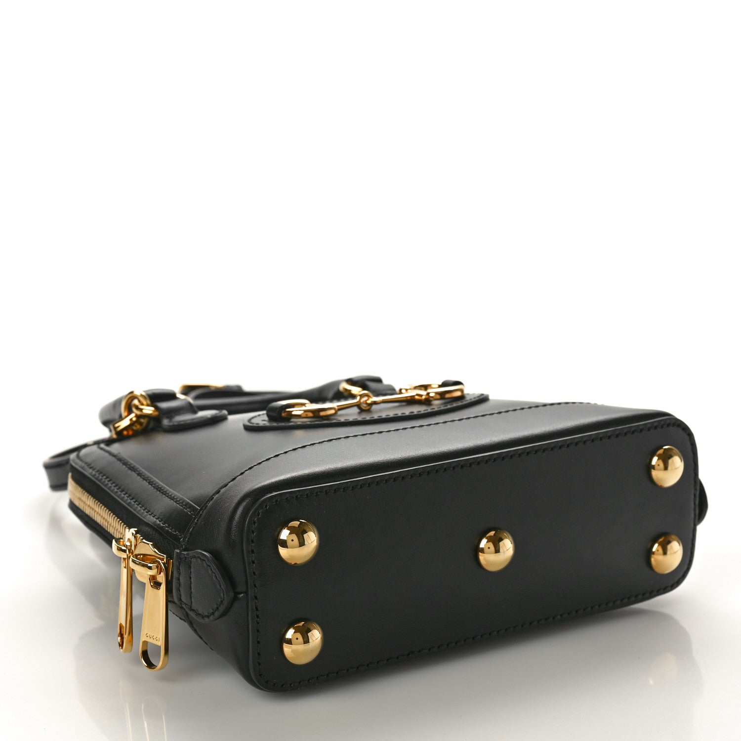 Gucci Boarded Plutone Calfskin Mini Horsebit 1955 Top Handle Bag Black 4 of 10