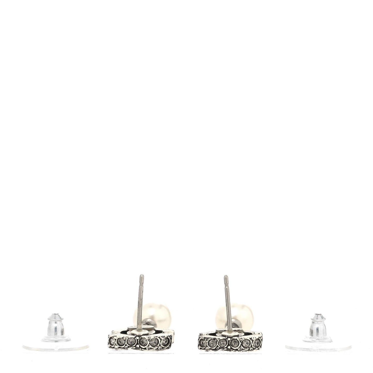 Crystal Pearl CC Drop Earrings Silver