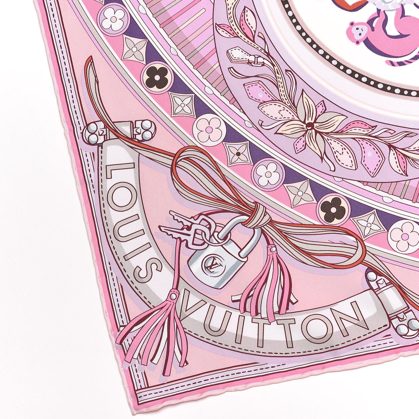 Silk Superstition LV Square Scarf Rose Clair