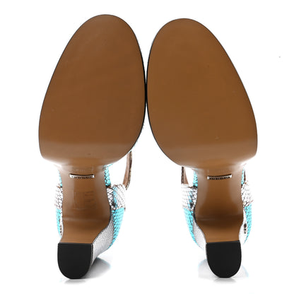 Gucci Metallic Calfskin Embossed Python GG Ankle Strap High Heel Pumps 38.5 Multicolor 5 of 9