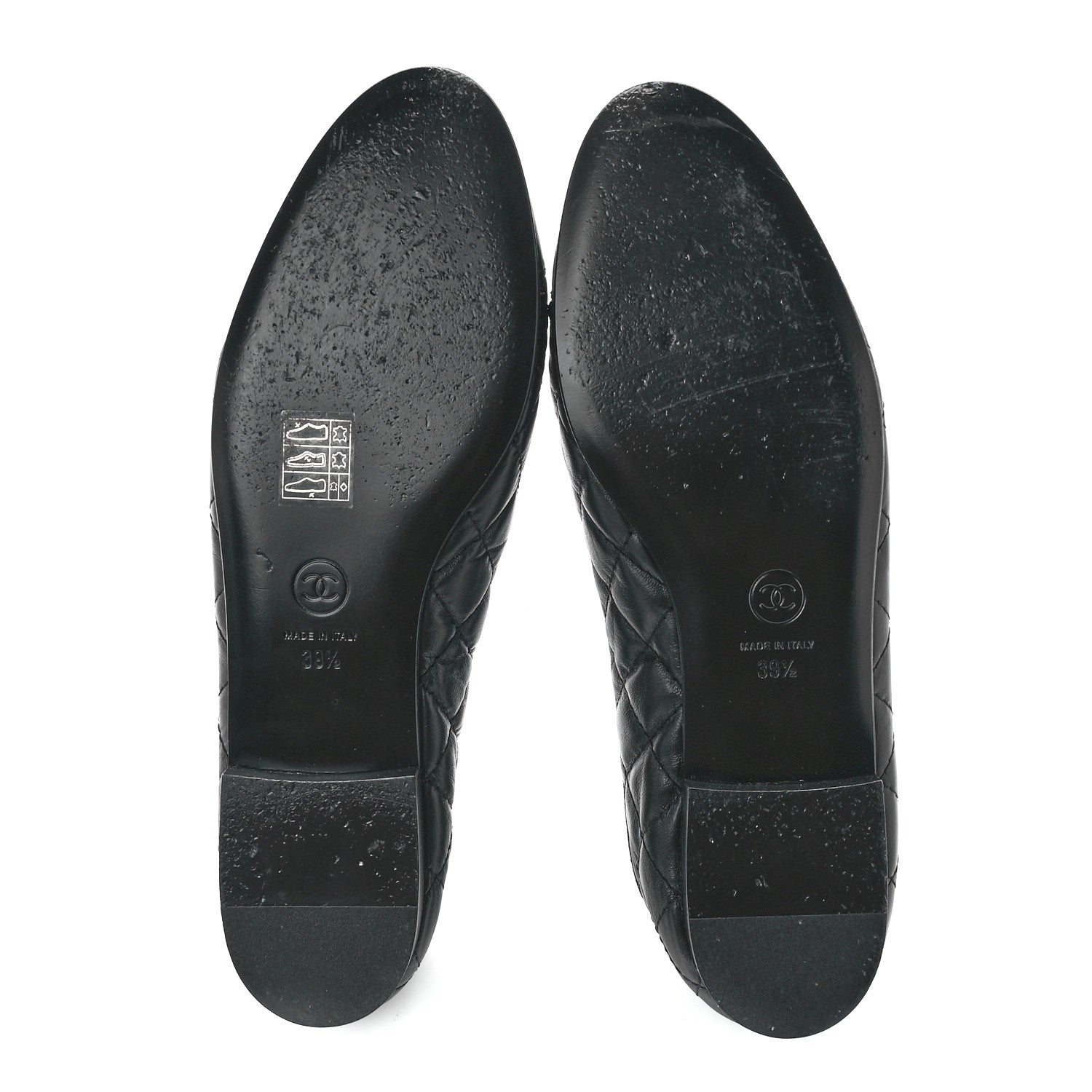 Chanel Aged Calfskin Quilted CC Cap Toe Ballerina Flats 39.5 Black 5 of 9