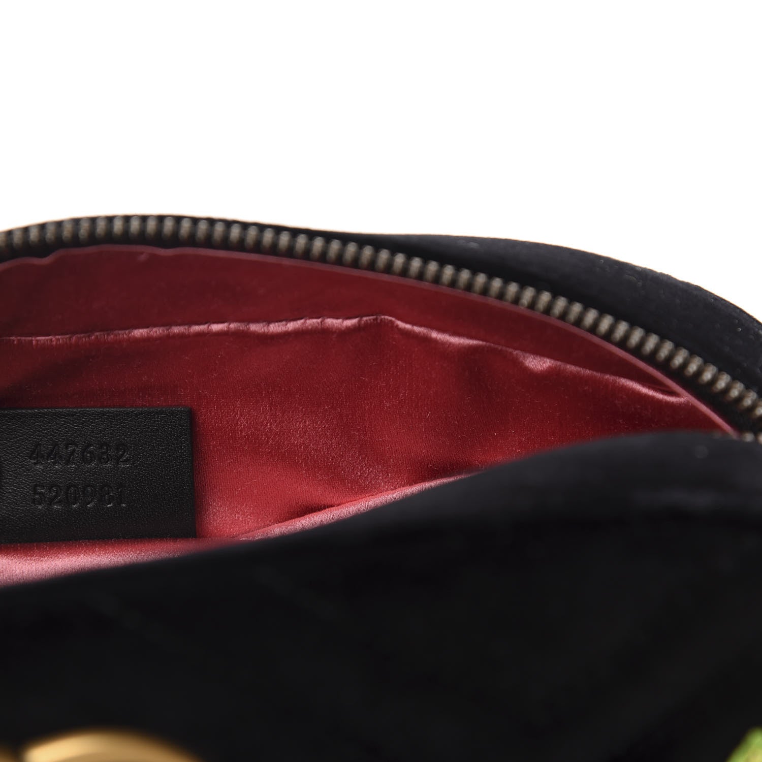 Gucci Velvet Matelasse Deer Embroidered Small GG Marmont Chain Shoulder Bag Black 9 of 10
