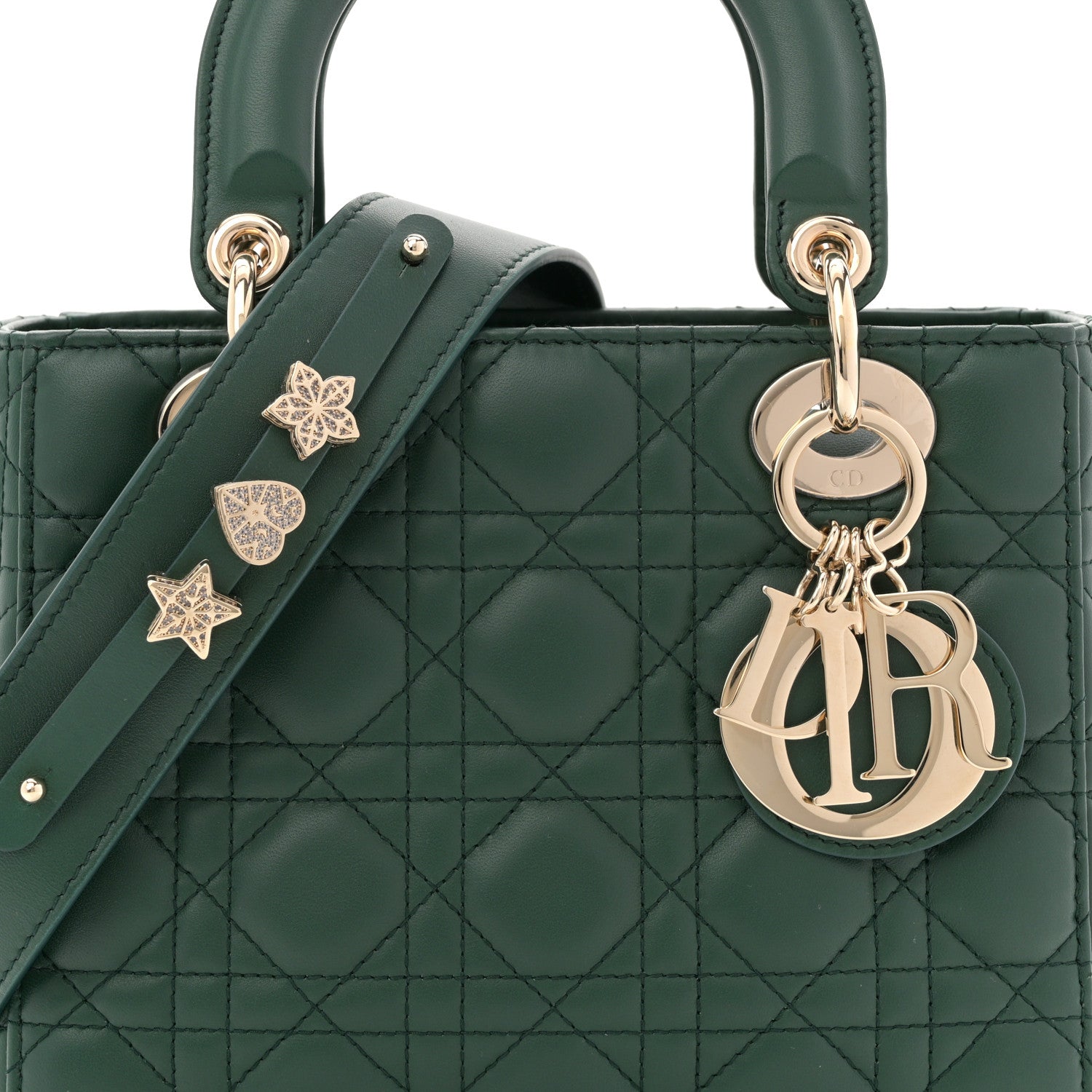 Christian Dior Lambskin Cannage Small My ABCDior Lady Dior Dark Green 8 of 10