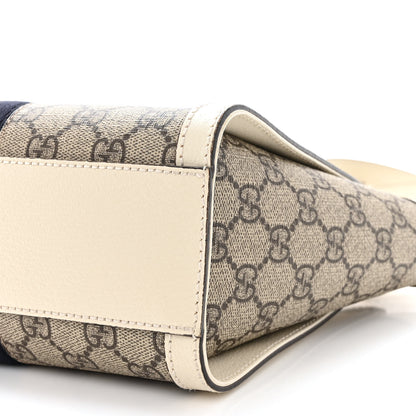 Gucci GG Supreme Monogram Textured Dollar Calfskin Web Small Ophidia Tote Bag Beige Ebony Mystic White 11 of 13