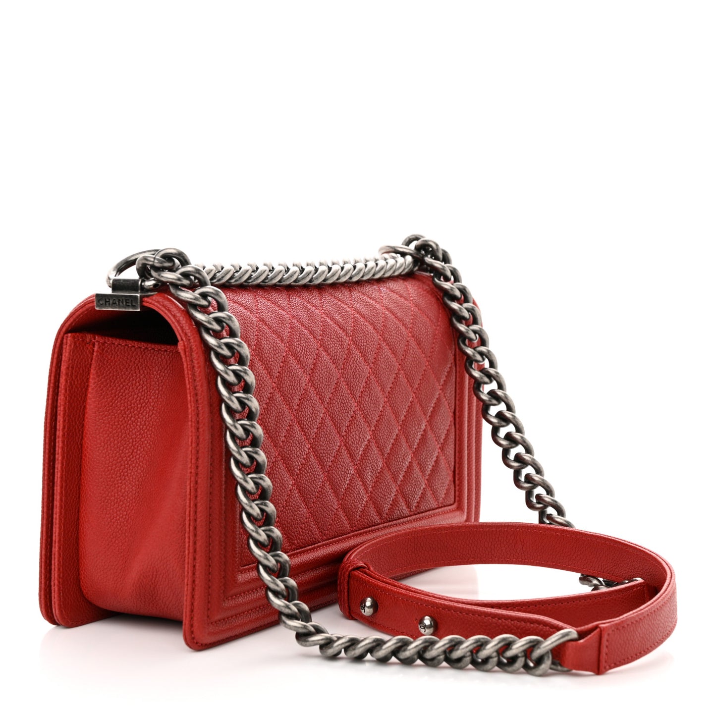 Caviar Quilted Medium Boy Flap Red
