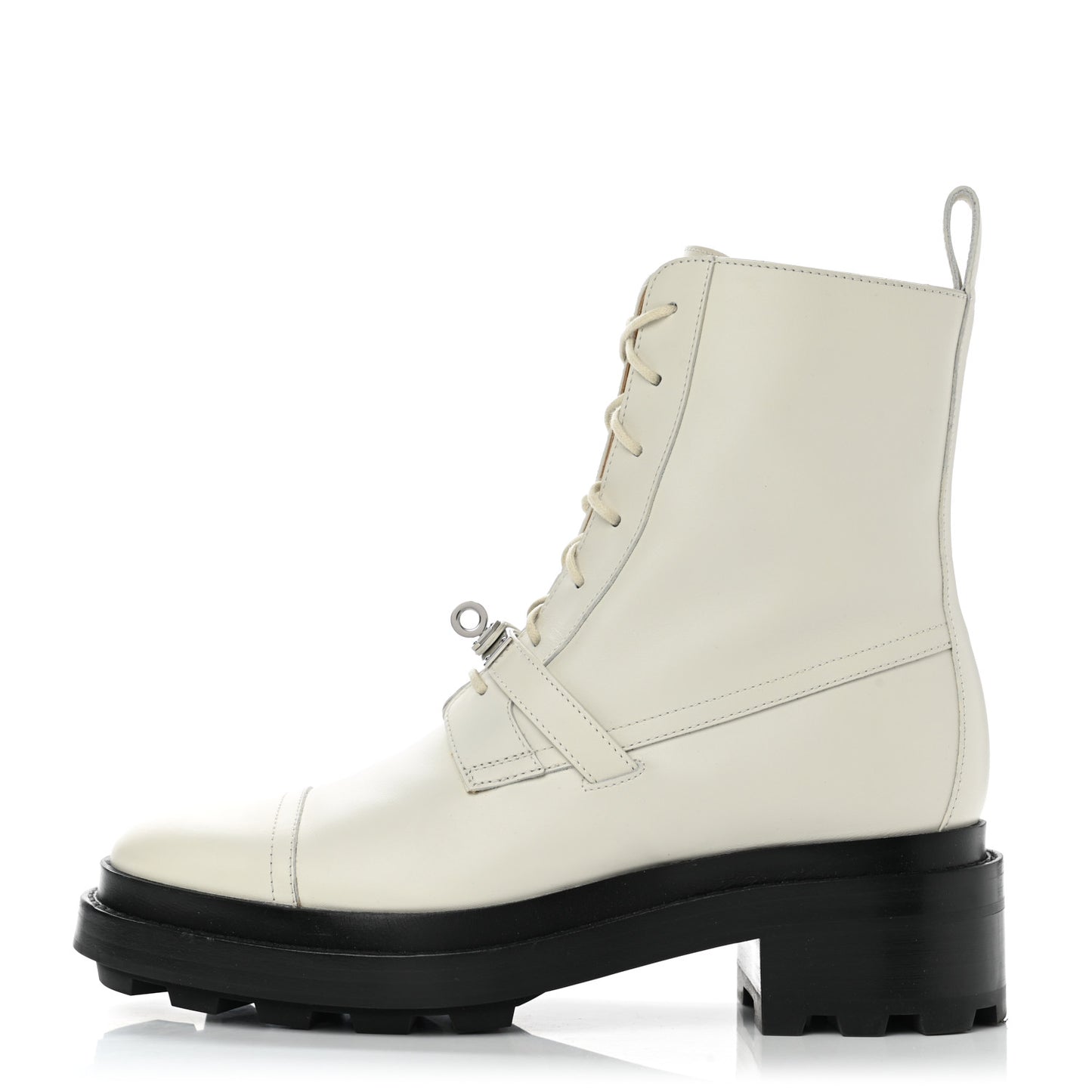 Glossed Calfskin Funk Ankle Boots 39 Beige Glaise