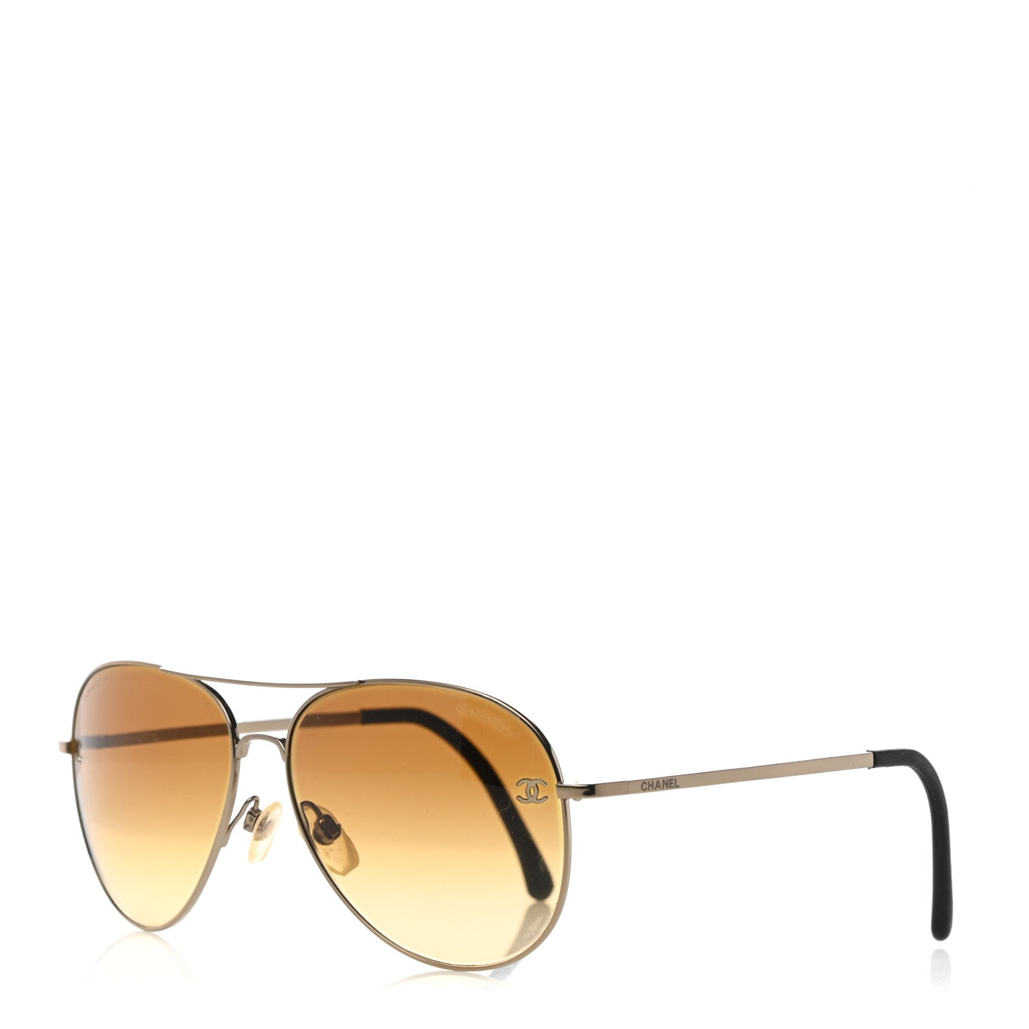 Chanel Aviator CC Sunglasses 4189-T-Q Gold 1 of 8