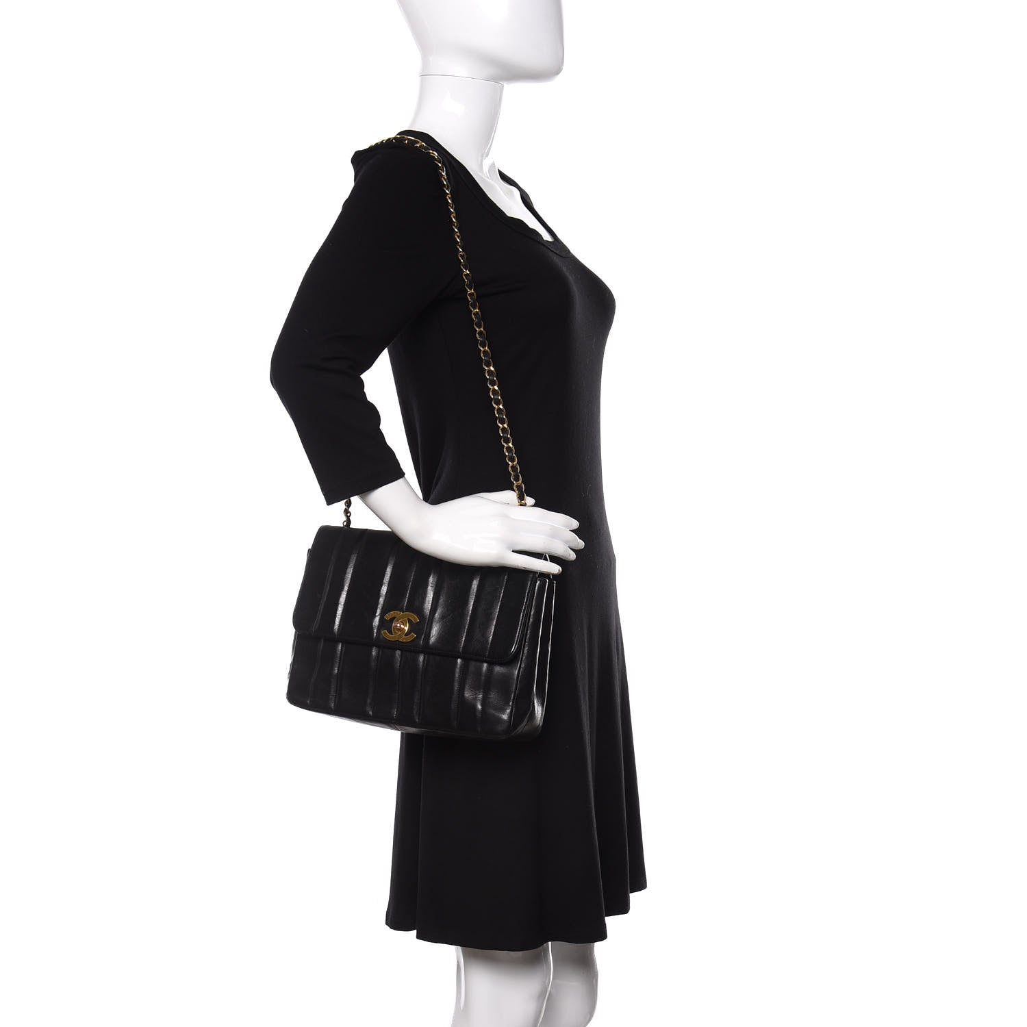 Chanel Lambskin Vertical Quilted Medium Single Flap Black 3 of 15