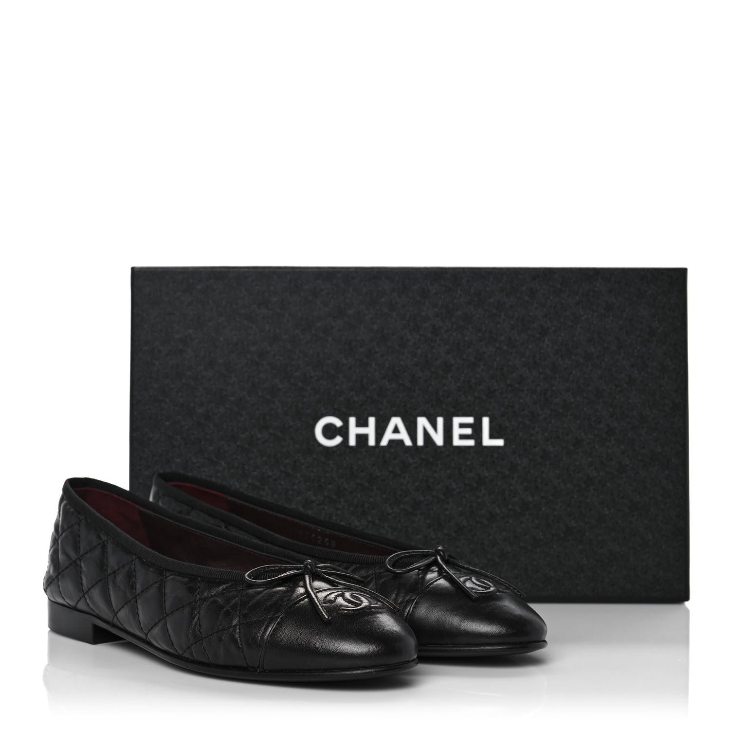 Chanel Aged Calfskin Quilted CC Cap Toe Ballerina Flats 36 Black 10 of 10