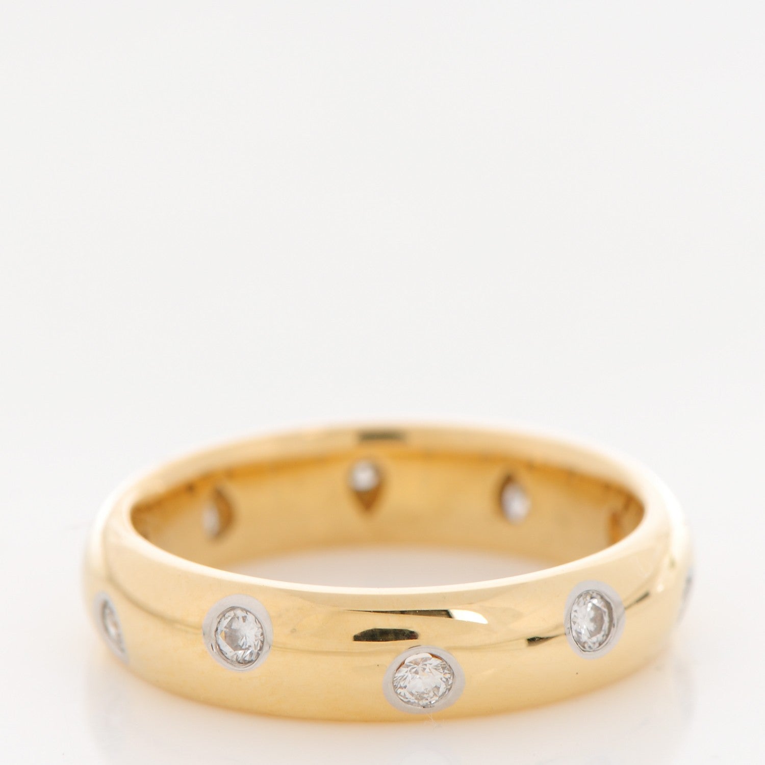 Tiffany 18K Yellow Gold Platinum Diamond 4mm Etoile Band Ring 48 4.5 3 of 4