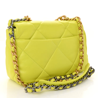 Chanel Shiny Lambskin Quilted Medium Chanel 19 Flap Neon Yellow 3 of 10