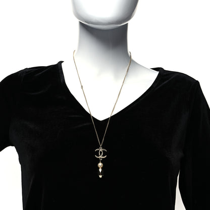 Chanel Pearl CC Drop Necklace Gold 2 of 5