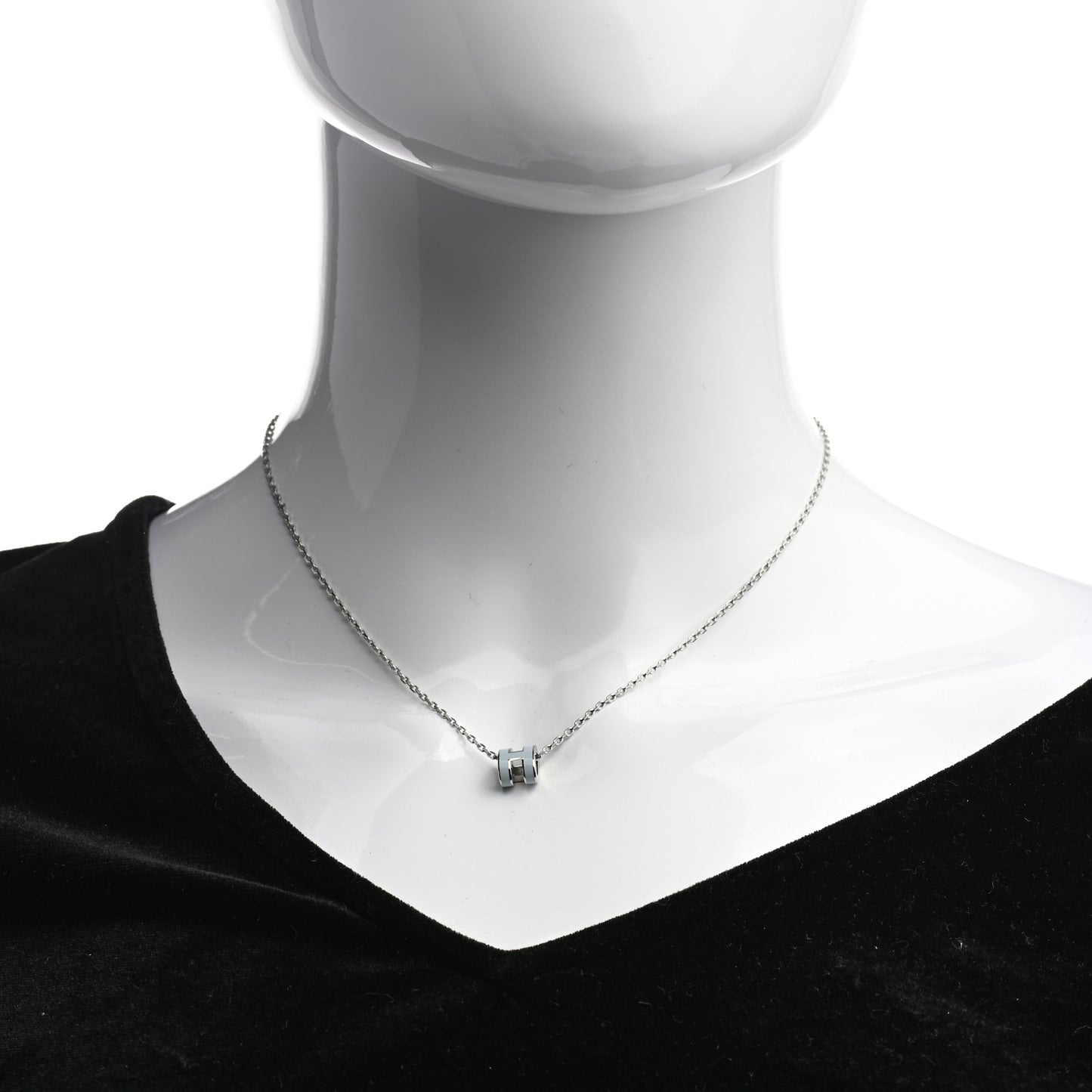 Lacquered Palladium Mini Pop H Pendant Necklace Bleu Zephyr
