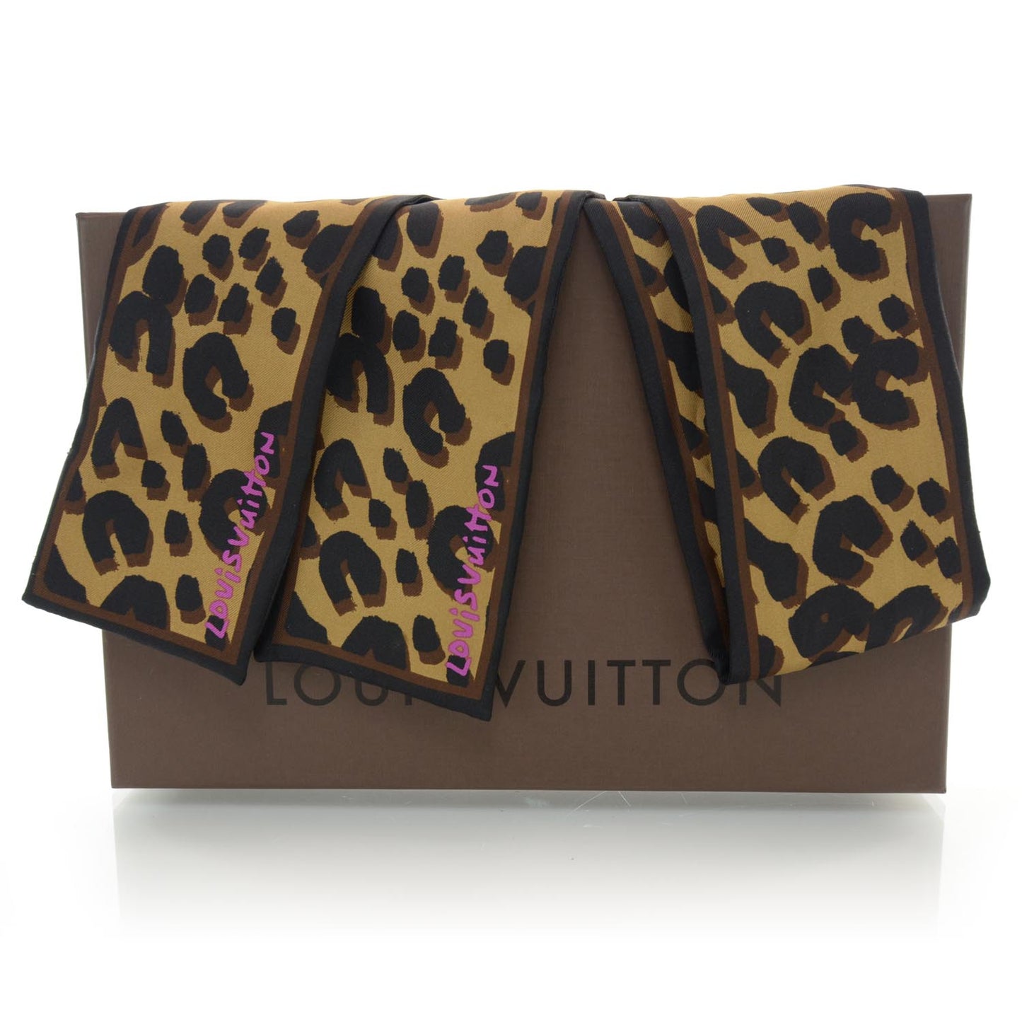 Silk Leopard Bandeau Scarf Marron