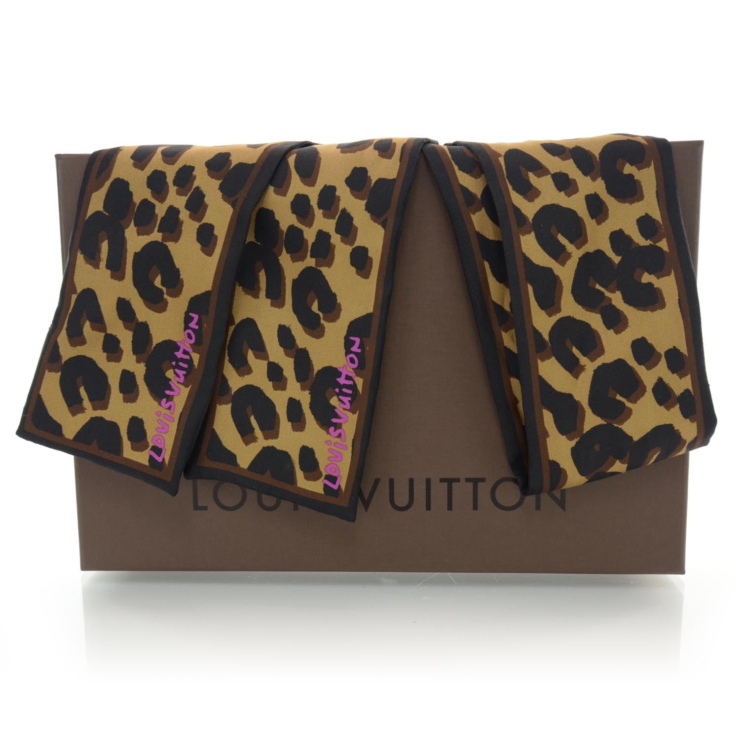 Louis Vuitton Silk Leopard Bandeau Scarf Marron 3 of 4