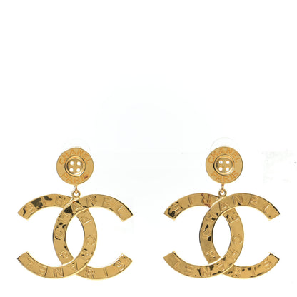 Chanel Metal Large Paris Button Earrings Gold 1 of 7
