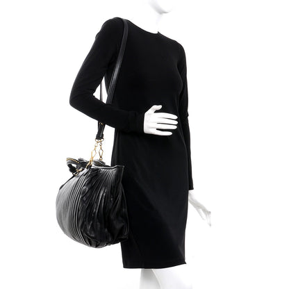 Miu Miu Vitello Lux Pleated Tote Nero Black 2 of 8