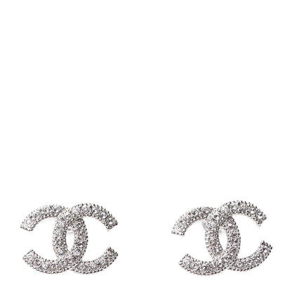 Chanel Crystal Timeless CC Earrings Silver 1 of 4
