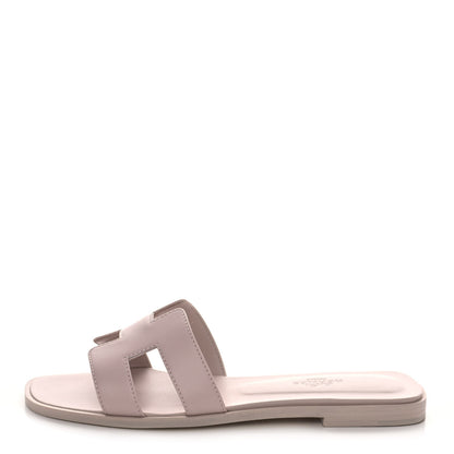 Hermes Box Calfskin Oran Sandals 36.5 Rose Pale 1 of 9