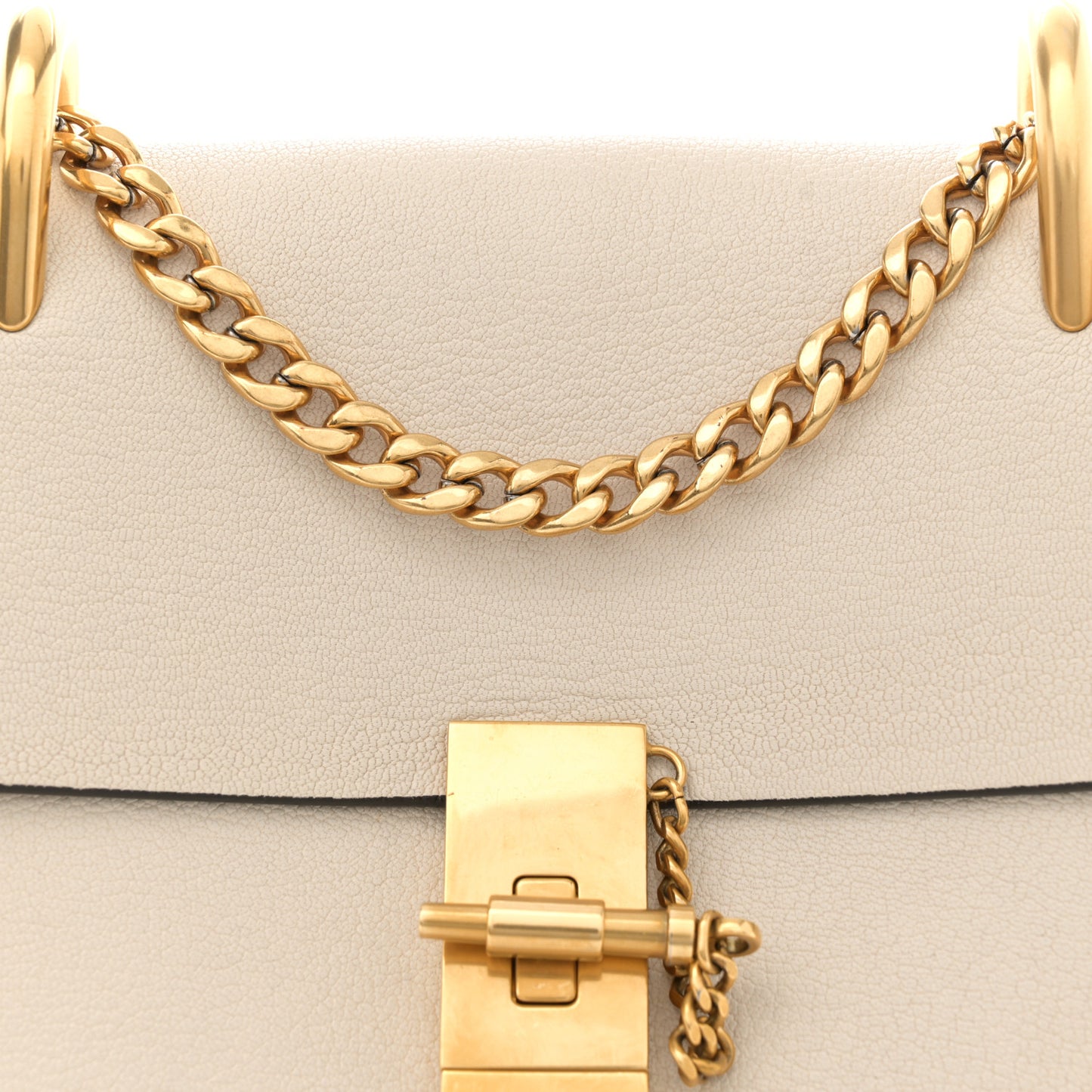 Grained Calfskin Drew Shoulder Bag Abstract White