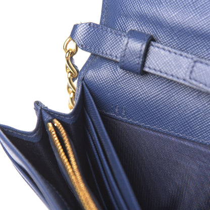 Prada Saffiano Metal Oro Chain Wallet Baltico 7 of 10