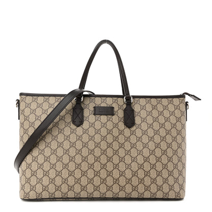 Gucci GG Supreme Monogram Medium Zippered Shopping Tote Dark Brown 1 of 17