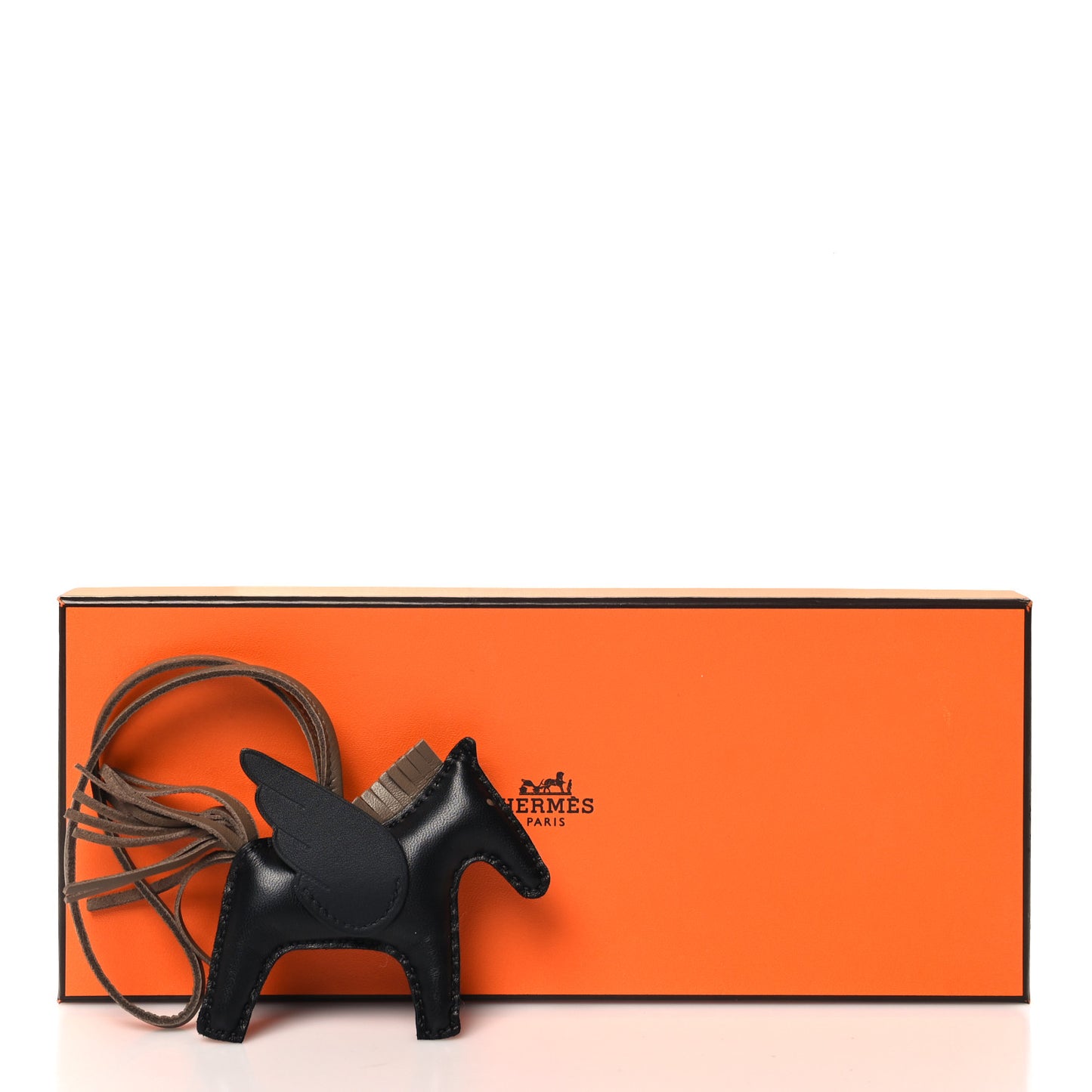 Milo Lambskin Grigri Rodeo Pegase Horse Bag Charm PM Black Etoupe