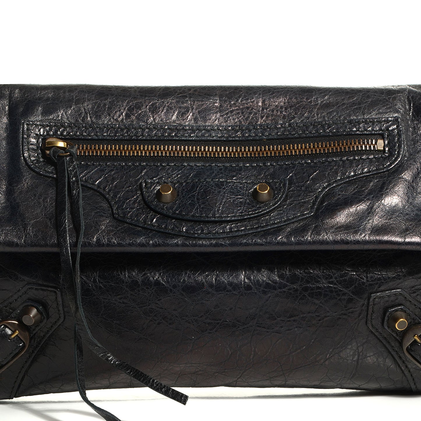Agneau Classic Hardware Envelope Clutch Black