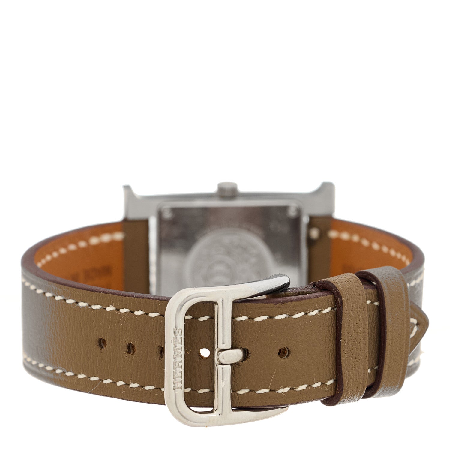 Hermes Stainless Steel Swift 21mm Heure H Hour Quartz Watch Etoupe 3 of 5