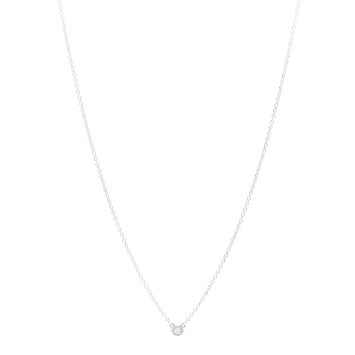 Tiffany Sterling Silver Diamond .03ct Elsa Peretti Diamonds by the Yard Pendant Necklace 1 of 4