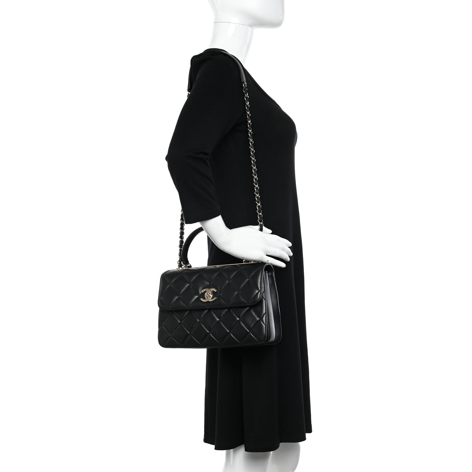 Chanel Lambskin Quilted Small Trendy CC Dual Handle Flap Bag Black 2 of 16